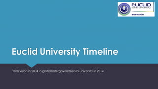 Euclid University Timeline
From vision in 2004 to global intergovernmental university in 2014
 