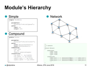 Module’s Hierarchy
 Simple
 Compound
 Network
@ictpristine Athens, 27th June 2016 11
 