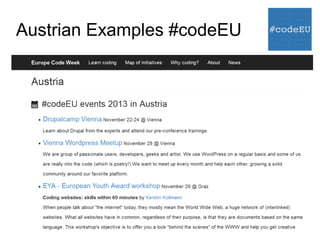 EU Code Week Pläne & Konzepte für Österreich