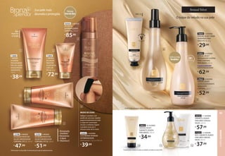 O toque do veludo na sua pele
29665 9. EUDORA
SENSUAL VELVET
LOÇÃO DESODORANTE
HIDRATANTE
CORPORAL, 250 ml
R$
52,99
25921 8. EUDORA
SENSUAL VELVET
DESODORANTE COLÔNIA
SPRAY CORPORAL
PERFUMADO, 250 ml
FragrânciaMARCANTE
OrientalAmbaradoAtraente
R$
62,99
Entre os mais
Vendidos* 24H
hidratação
hidratação
FPS 15
71322 12. EUDORA
REFIL SABONETE LÍQUIDO
PARA MÃOS SENSUAL
VELVET, 260 ml
R$
37,99
26520 11. EUDORA
SABONETE LÍQUIDO
PARA MÃOS SENSUAL
VELVET, 260 ml
R$
57,99
11 12
24652 10. EUDORA
SENSUAL VELVET
SABONETE LÍQUIDO
PERFUMADO, 200 ml
R$
34,99
*Considerando o volume de vendas em unidades em Eudora no ano de 2020.
70605 7. EUDORA
SENSUAL VELVET CREME
HIDRATANTE PARA
MÃOS FPS 15, 50 g
R$
29,99
Fórmula
livredeóleo
Sua pele mais
dourada e protegida
72894
2. BRONZE
SPLENDOR
PROTETOR
SOLARFACIAL
COM COR
FPS50,50ml
R$
72,99
72797 5. BRONZE
SPLENDOR PROTETOR
SOLAR E BRONZEADOR
CORPORAL FPS 30, 150 ml
R$
51,99
72798 4. BRONZE
SPLENDOR PROTETOR
SOLAR E BRONZEADOR
CORPORAL FPS 15, 150 ml
R$
47,99
72800
1.BRONZE
SPLENDOR
PROLONGADOR
PÓSSOL LOÇÃO
DESODORANTE
HIDRATANTE,
150 ml
R$
38,99
92543 3. BRONZE
SPLENDOR
AUTOBRONZEADOR
CORPORAL, 150 ml
R$
85,90
1Efeito devido à cor do produto. O mesmo não possui ação de autobronzeamento.
Não
mancha
a roupa
93495 6. EUDORA
LUVA BRONZESPLENDOR
AUTOBRONZEADOR,
dimensional: C 13,2 x A 19,5 cm
R$
39,99
• Bronzeado
imediato1
• Resistente
à água
• Vitamina E
MODO DE USAR:
Aplique o produto com
auxílio de uma luva. Espalhe
proporcionalmente em todo
o corpo em movimento
circular e uniforme. Espere
o produto secar por 5
minutos antes de se vestir.
1
3
4
5
6
2
A famíliaTecidos não possui o veludo, cashmere, seda, algodão ou qualquer outro tecido como matéria-prima em sua formulação.Trata-se apenas de inspiração sensorial do produto.
7
8
10
9
CORPO
EUDORA
99
 