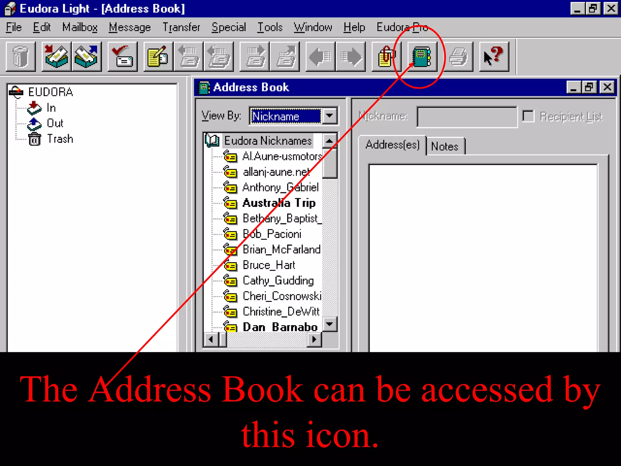 The Address Book can be accessed by
this icon.
 