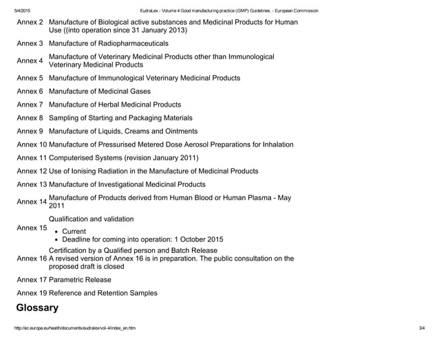 Eudra lex volume 4 good manufacturing practice (gmp) guidelines | PDF