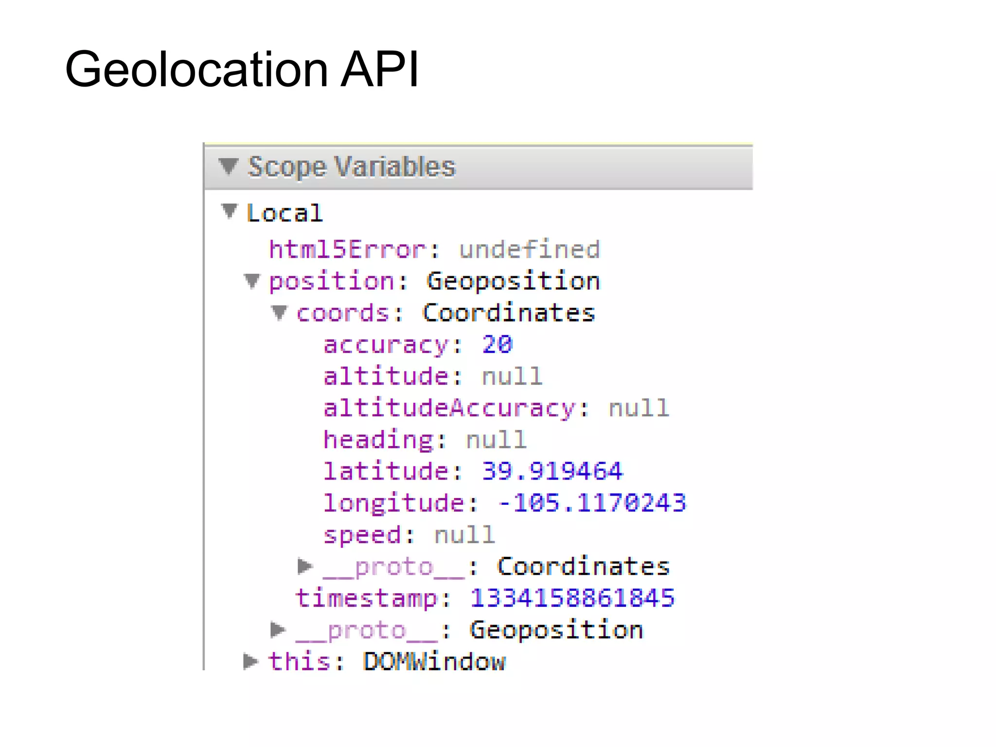 Geolocation API
 