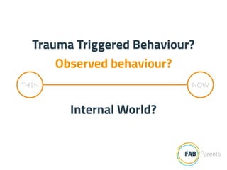Trauma Triggered Behaviour?
Observed behaviour?
Internal World?
THEN NOW
 
