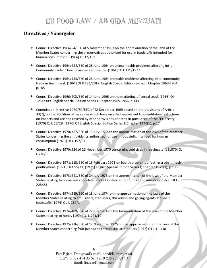 Eu Food Law Ab Gida Mevzuati