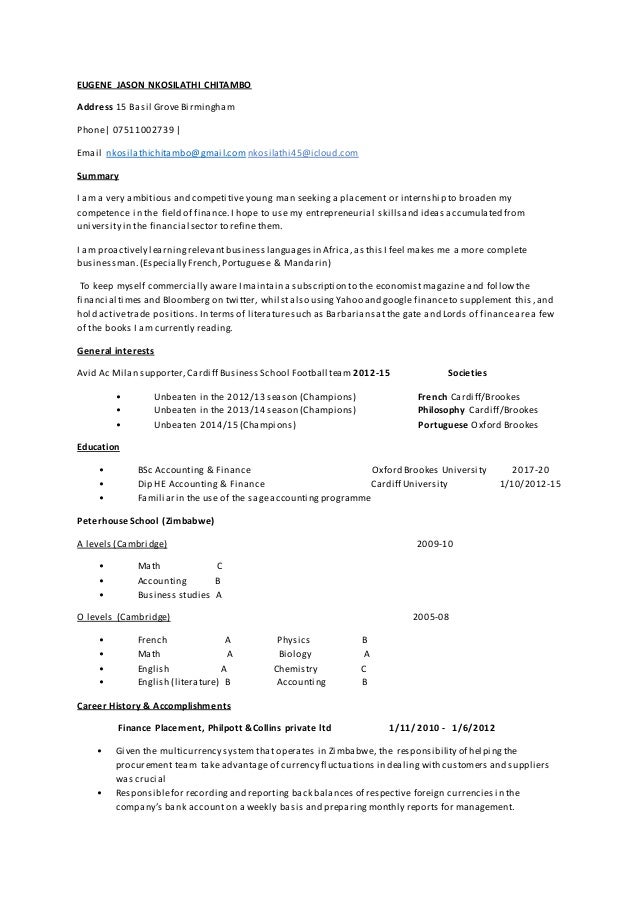 Eugene Chitambo Cv As At 4th June 18 Eugene Chitambo Cv As At 4th June 18
