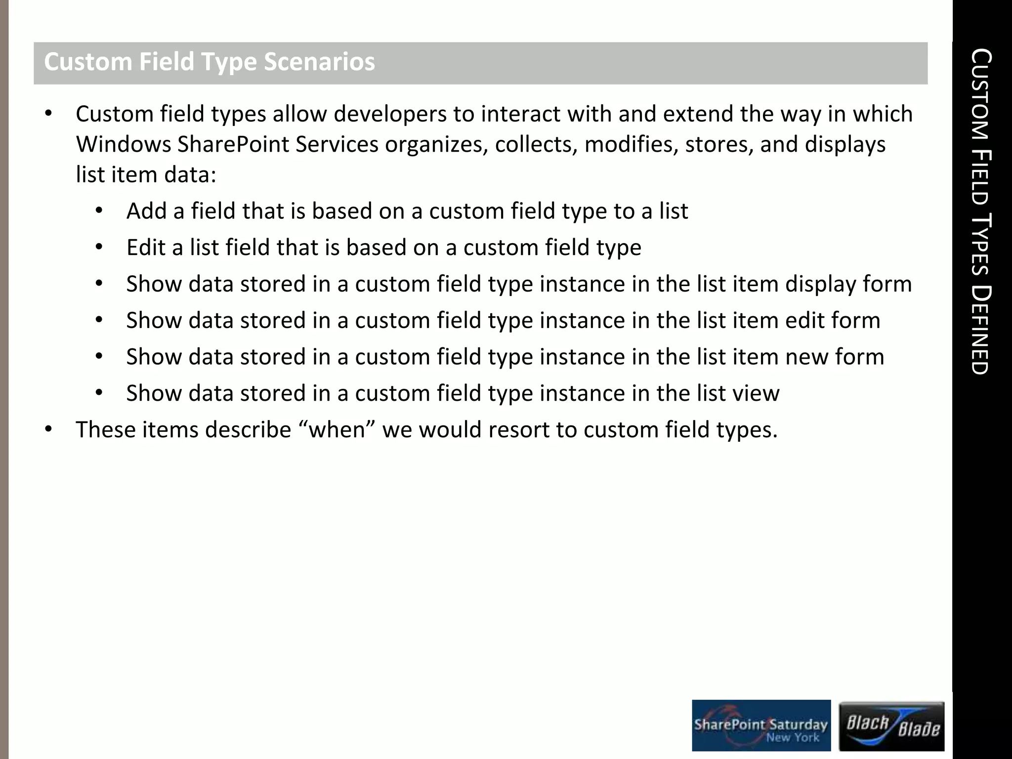 Custom Field Types and Alternate WSS Extensibility