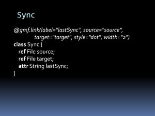 Sync<br />@gmf.link(label=&quot;lastSync&quot;, source=&quot;source&quot;,<br />                 target=&quot;target&quot;...