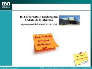 Eugenio Astigarraga




eastigarraga@mondragon.edu   Web 2.0: Sites, ikasleen jarraipena egiteko tresna bat (Enpresagintza – Oñati 2011-9-6)
 