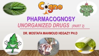 UNORGANIZED DRUGS (PART 2)
DR. MOSTAFA MAHMOUD HEGAZY PH.D
 
