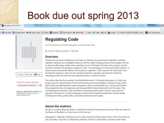 Book due out spring 2013
 