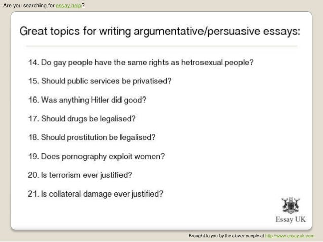 topics to write argumentative essays about