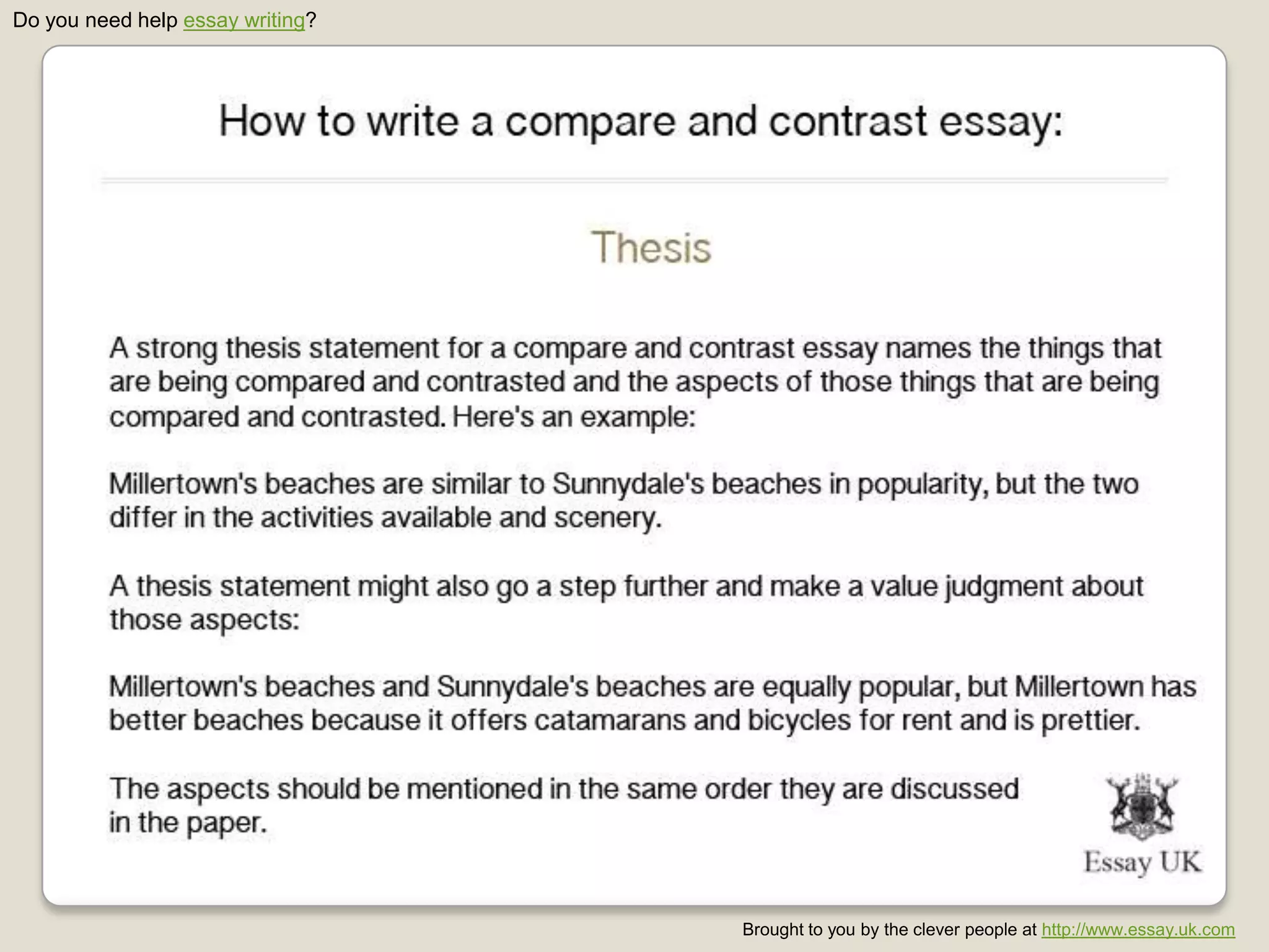 things to compare and contrast for an essay