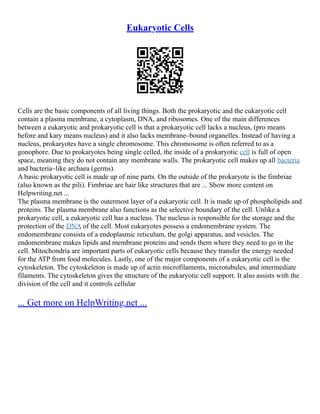 Eukaryotic And Prokaryotic Of Cells | PDF