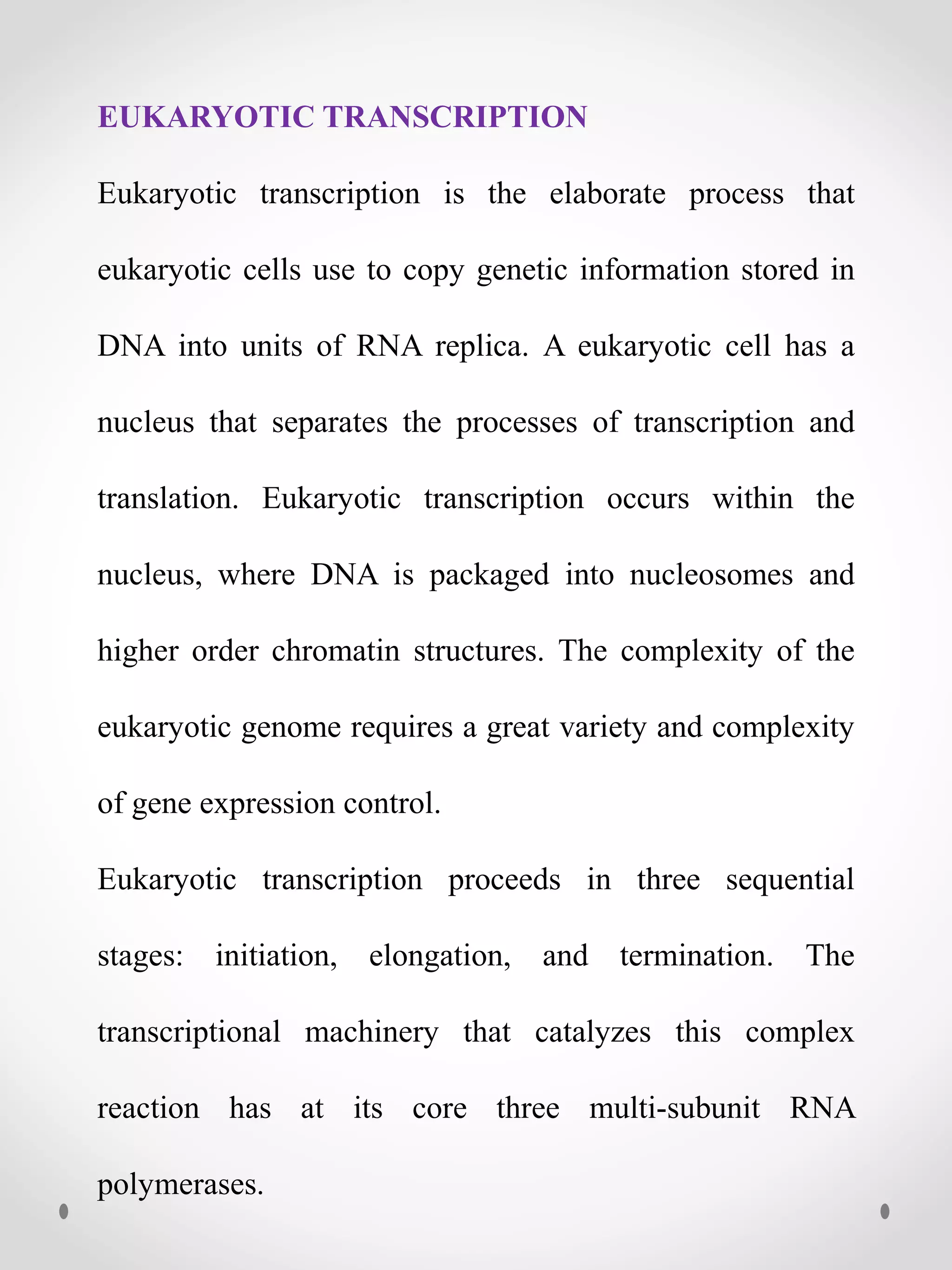 Eukaryotic transcription | PPTX