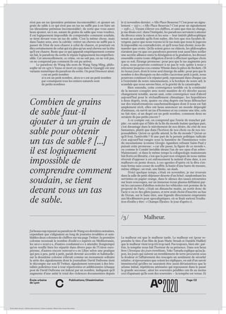 ÉcoleÉcole urbaine de Lyon + Éditions deux-cent-cinq / Version numérique : diffusion libre, ne peut être vendue
École urbaine 	
de Lyon
Page C2Publications / Dissémination
c
n’est pas un tas (première prémisse incontestable) ; et ajouter un
grain de sable à ce qui n’est pas un tas ne suffit pas à en faire un
tas (deuxième prémisse incontestable) ; de sorte que vous aurez
beau ajouter, un à un, autant de grains de sable que vous voudrez,
il est logiquement impossible de comprendre comment soudain,
se tient devant vous un tas de sable. C’est la même chose, mais
dans l’autre sens, avec la calvitie : retirer un cheveu ne suffit pas à
passer de l’état de non-chauve à celui de chauve, et pourtant on
dira certainement de celui qui n’a plus qu’un seul cheveu sur la tête
qu’il est chauve. Reste que ce qui apparaît empiriquement comme
un fait, le paradoxe du sorite le répute logiquement incompréhen-
sible. Cet amoncellement, ce crâne, on ne sait pas, on ne voit pas,
on ne comprend pas comment ils ont pu arriver.
Le paradoxe de Wang (du nom de Wang Yang-Ming, philo-
sophe né en 1472 à Yuyao et mort en 1529 dans le Guangji) est une
variante numérique du paradoxe du sorite. On peut l’énoncer ainsi :
	 1 est un petit nombre
	 si n est un petit nombre, alors n+1 est un petit nombre
	 par conséquent tous les entiers naturels sont
		 de petits nombres
	
le 17 novembre dernier ; « Allo Place Beauvau ? C’est pour un signa-
lement — 237 » ; « Allo Place Beauvau ? C’est pour un signalement
— 238 »…). Voyant s’élever ces chiffres, et sans que rien ne change,
je me disais ceci : dans l’Antiquité, les paradoxes servaient à attester
du divorce entre la raison et les sens — leur intérêt philosophique
tenait au scandale qu’ils font naître, dès lors que nos facultés di-
vergent, parce que nous voyons ici le tas mais que nous le jugeons
là impossible ou contradictoire, et qu’il nous faut choisir, nous de-
mander que croire. Qu’ils soient grecs ou chinois, les philosophes
n’avaient pas vu que ces paradoxes peuvent tout aussi bien sceller
une secrète alliance entre la dénégation et la gradation, les dresser
ensemble contre toute obligation d’avoir à effectuer quelque choix
que ce soit. Étrange promesse : pour peu que le tas augmente peu
à peu, nous pourrons continuer à ne pas le voir, quitte à nous y
retrouver jusqu’au cou comme Winnie dans la pièce de Beckett, Oh
les beaux jours, dont le torse seul émerge du sable ; pour peu que le
nombre n des éborgnés ou des exilés s’accroisse petit à petit, nous
pourrons continuer à le réputer petit, repoussant dans chaque cas
à l’extrémité de notre raisonnement, à la bordure de notre œil, le
scandale que nous savons bien, et la gravité de la catastrophe.
Bien entendu, cette convergence terrible où la continuité
de la mesure conspire avec notre manière de n’y déceler aucun
changement notable, aucun saut, cette convergence vaut d’abord
aujourd’hui pour le réchauffement climatique : les hypothèses
à deux degrés, trois, quatre ou cinq degrés ont beau déboucher
sur des transformations cauchemardesques dont il nous est fait
amplement récit, elles ont beau annoncer un monde dépeuplé
d’animaux, où survit un tas d’hommes et nu comme une tête, cela
ne fait rien ; si un degré est un petit nombre, comment deux ne
seraient-ils pas petits encore ?
À ce compte oui, on comprend que l’envie de trancher pal-
pite ; on saisit que si l’idée de la fin du monde insiste quelque part,
c’est davantage dans le miroitement de nos désirs, du côté de nos
fantasmes, plutôt que dans l’horizon de nos choix ou de nos res-
ponsabilités. Qu’est-ce qu’elle attend, la fin du monde ? Qu’est-ce
qu’il fout, l’astéroïde ? Si une part de la pensée politique radicale
s’est aujourd’hui rangée sous la bannière de l’imminence voire
du messianisme (comme Giorgio Agamben relisant Saint-Paul y
puisait cette promesse : « car elle passe, la figure de ce monde »,
ou comme le Comité invisible titrant l’un de ses opus d’un sobre :
Maintenant) ; si dans le même temps la collapsologie mainstream
fait florès en librairie, c’est que la part non-résignée de nous-même
rêverait d’opposer à cet enfoncement la netteté d’une date, à ces
malheurs en pente douce, à ces agonies d’opéra où la diva s’en-
nuie ferme sans cesser de souffrir, la butée d’une barre de mesure,
même oblique ; un trait, une limite, un slash.
(Voici quelque temps, c’était en novembre, je me trouvais
dans la salle de petit-déjeuner déserte d’un hôtel ; surplombant les
serviettes en papier orange, dans le silence des tasses retournées
sur leurs soucoupes, sur un immense écran plasma défilaient par-
mi les carcasses d’abribus noircies les véhicules vert pomme de la
propreté de Paris ; c’était un dimanche matin, au sortir donc de
l’acte ii ou iii des gilets jaunes, et bfm avait choisi d’inscrire au bas
de l’écran, sur le banc-titre, une légende directement empruntée
aux blockbusters post-apocalyptiques, où se lisait surtout l’exulta-
tion d’enfin y être : « Champs-Élysées : le jour d’après »).
/3 /	Malheur.
Le malheur est que le malheur tarde. Le malheur est (pour re-
prendre le titre d’un film de Jean-Marie Straub et Danièle Huillet)
que le malheur vient trop tôt trop tard. Pas toujours, bien sûr : par-
fois, la tempête nous fait l’horreur de sa présence. Dans son beau
livre Chronique des jours tremblants, Yoko Tawada explique qu’au Ja-
pon, les jours qui suivent un tremblement de terre procurent sous
la douleur et l’affairement des rescapés un sentiment de sécurité
relative ; si éprouvantes que soient les répliques, on sait d’un savoir
immémorial qu’elles ne sauraient être aussi dévastatrices que le
séisme initial, répétitions atténuées qui repoussent dans le passé
la grande secousse ; ainsi les souvenirs pénibles ont-ils au moins
ceci d’apaisant qu’ils sont des souvenirs — la tempête est venue. Et
Combien de grains
de sable faut-il
ajouter à un grain de
sable pour obtenir
un tas de sable ? […]
il est logiquement
impossible de
comprendre comment
soudain, se tient
devant vous un tas
de sable.
J’aibeaucouprepenséauparadoxedeWangcesdernièressemaines,
cependant que s’alignaient au long de journées troublées et sem-
blables deux colonnes de chiffres sur ma page Twitter : la première
colonne recensait le nombre d’exilé·e·s repérés en Méditerranée,
les un·e·s noyé·e·s, d’autres condamné·e·s à attendre (longtemps)
qu’on veuille bien les répartir dans divers pays de l’Union euro-
péenne, d’autres encore renvoyé·e·s en Libye selon une pratique
qui peu à peu, petit à petit, paraît devenir accordée et habituelle ;
sur la deuxième colonne s’élevait comme un monument solitaire
la série des signalements dont le journaliste David Dufresne tient
le décompte sur son fil Twitter, signalement renvoyant à des bru-
talités policières tour à tour répertoriées et additionnées (chaque
post de David Dufresne est indexé par un nombre, indiquant qu’il
augmente d’une unité le total des violences documentées depuis
 