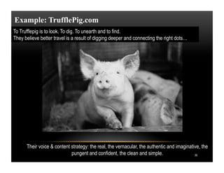Example: TrufflePig.com
39
To Trufflepig is to look. To dig. To unearth and to find.
They believe better travel is a resul...