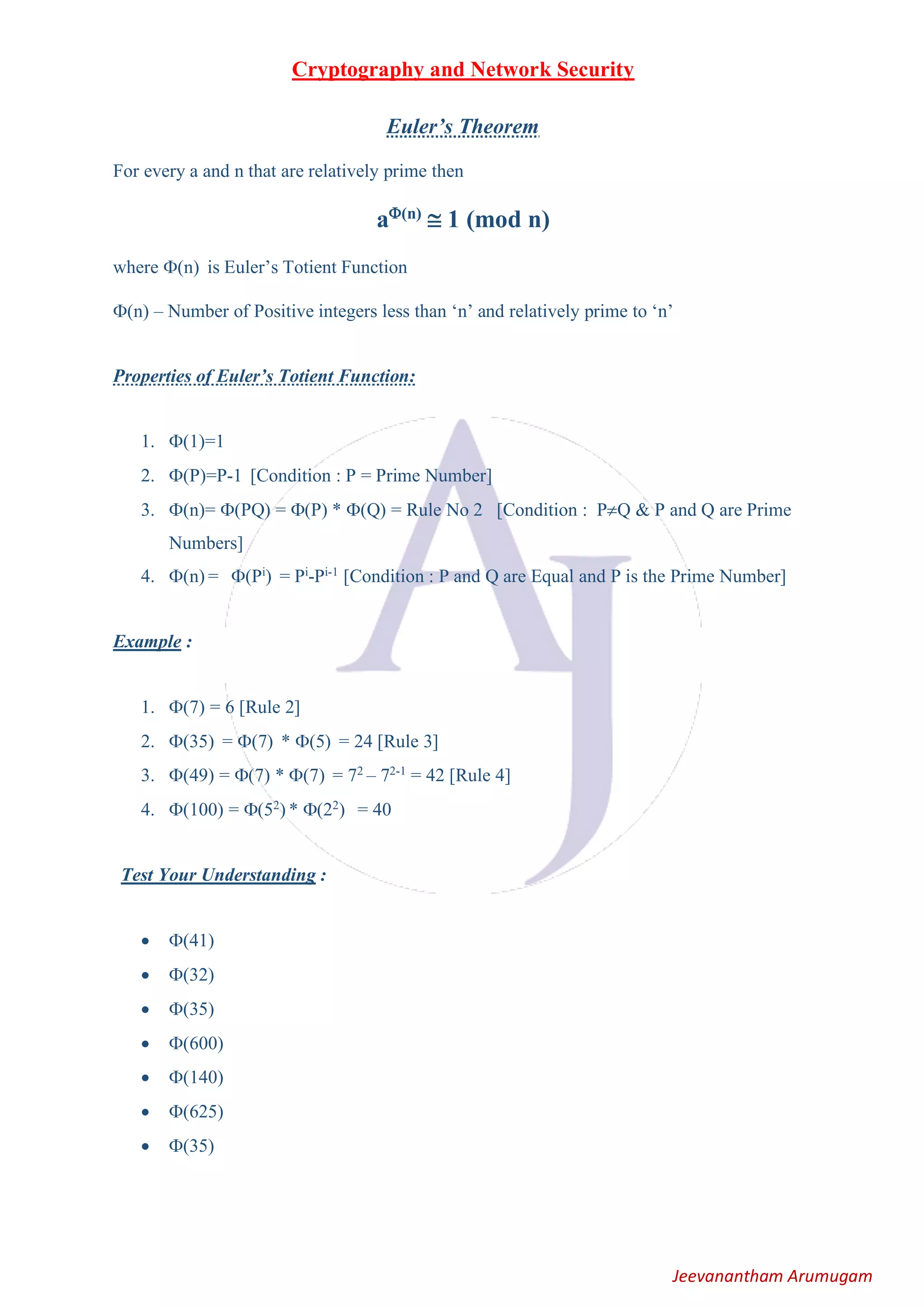 Euler's Theorem | PDF