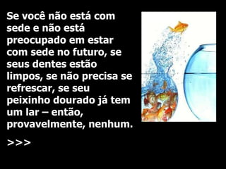 Se você não está com sede e não está preocupado em estar com sede no futuro, se seus dentes estão limpos, se não precisa se refrescar, se seu peixinho dourado já tem um lar – então, provavelmente, nenhum. >>> 
