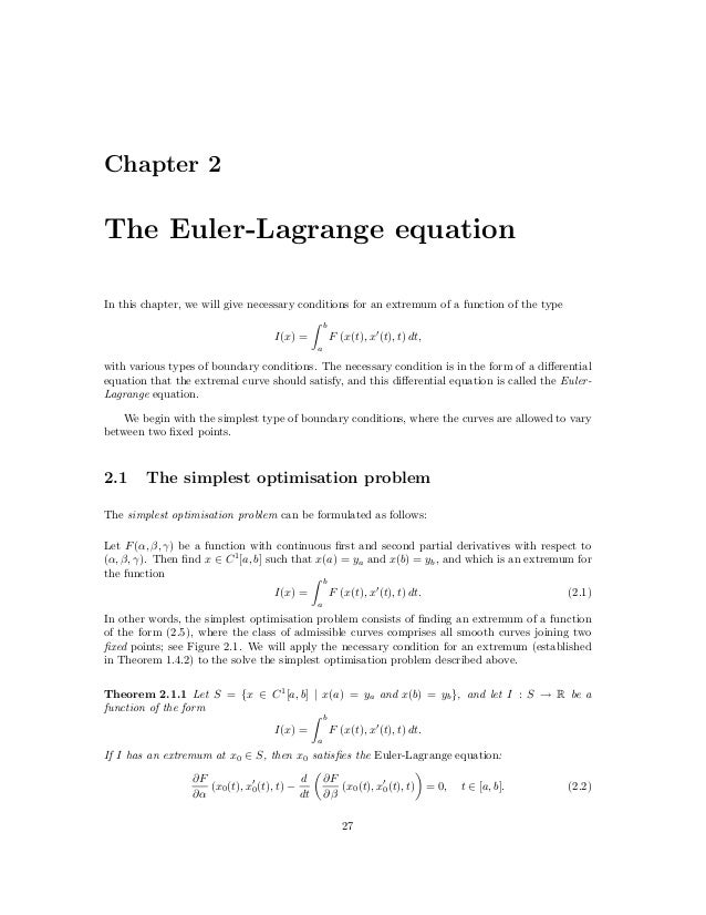 Euler lagrange equation