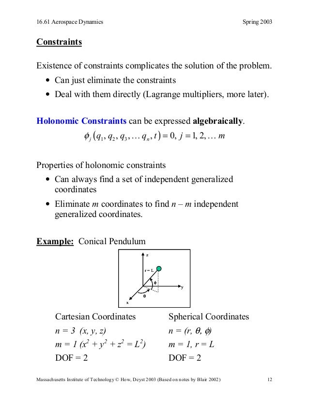 Euler lagrange equations of motion mitholonomic constraints_lectur…