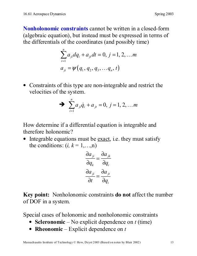 Euler lagrange equations of motion mitholonomic constraints_lectur…