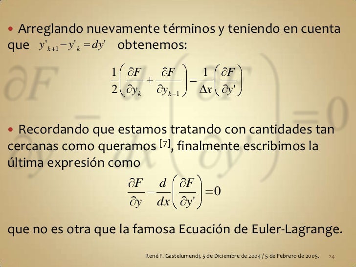 Ecuación de EulerLagrange Deducción utilizando Cálculo Básico