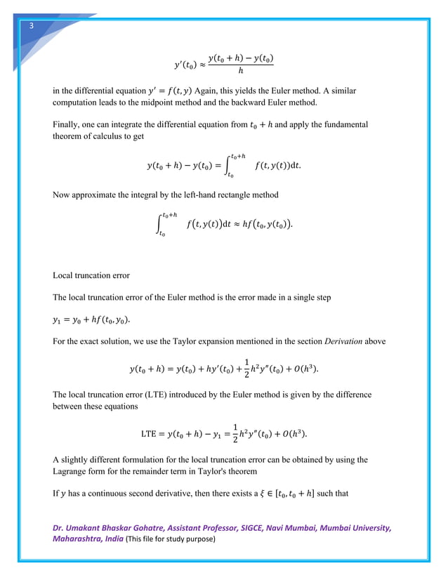 Euler Method Details | PDF