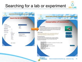 www.europeanschoolnet.org - www.eun.org 70
Searching for a lab or experiment
 