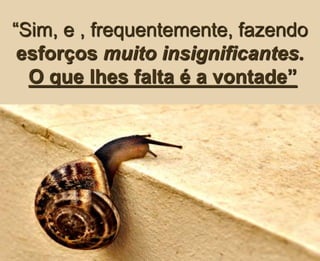 “Sim, e , frequentemente, fazendo
esforços muito insignificantes.
O que lhes falta é a vontade”
 