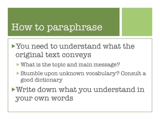 How to Paraphrase