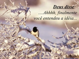     Deus disse:  
....Ahhhh, finalmente 
você entendeu a idéia... 
 
