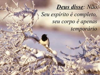Deus disse: Não.
Seu espírito é completo,
seu corpo é apenas
temporário
 