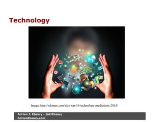 Technology
Adrian J. Ebsary - @AJEbsary
AdrianEbsary.com
Image: http://sdtimes.com/idcs-top-10-technology-predictions-2015/
 