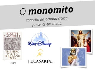 O monomito 
conceito de jornada cíclica 
presente em mitos. 
1949 
 