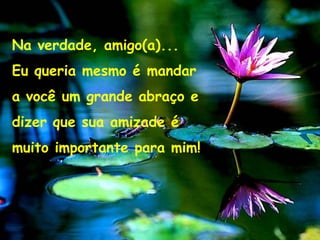Na verdade, amigo(a)...
Eu queria mesmo é mandar
a você um grande abraço e
dizer que sua amizade é
muito importante para mim!
 