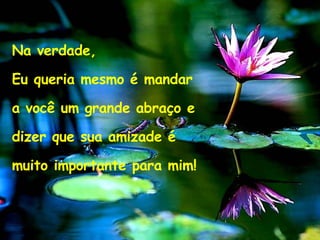 Na verdade, Eu queria mesmo é mandar  a você um grande abraço e  dizer que sua amizade é  muito importante para mim! 