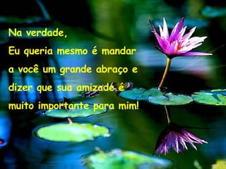 Na verdade, Eu queria mesmo é mandar  a você um grande abraço e  dizer que sua amizade é  muito importante para mim! 