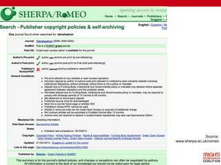 www.sparc.arl.org
Source:
www.sherpa.ac.uk/romeo
 