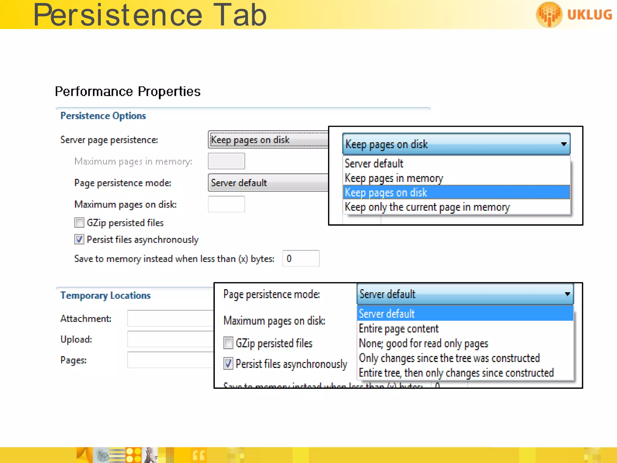 Persistence Tab
 