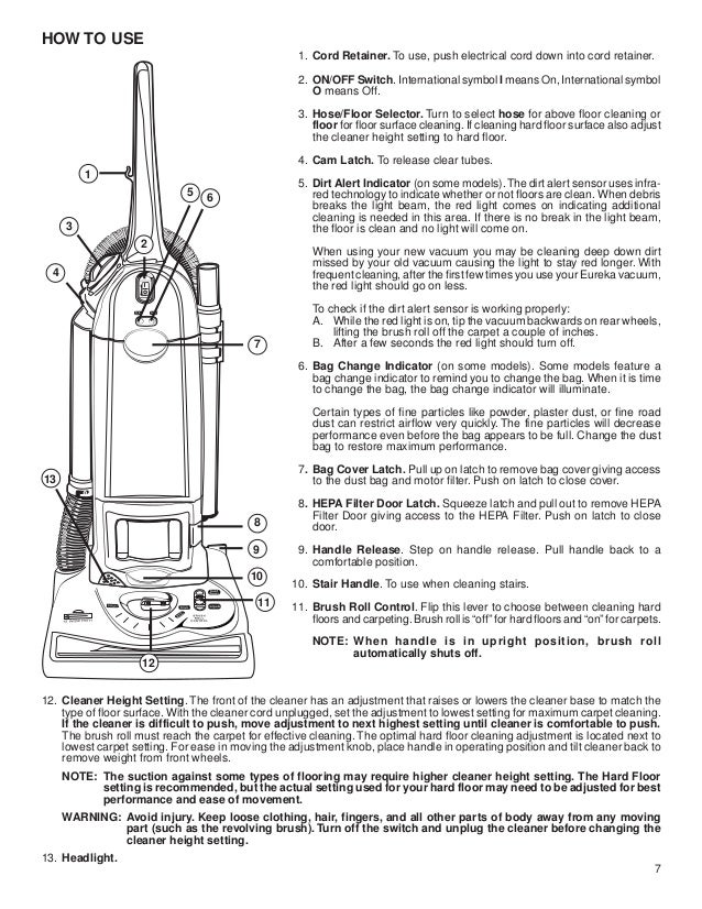 Eureka Upright Vacuum Cleaner Owner