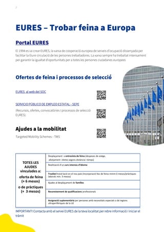 2
EURES – Trobar feina a Europa
Portal EURES
El 1994 es va crear EURES, la xarxa de cooperació europea de serveis d’ocupac...