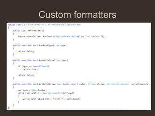 Custom formatters
 