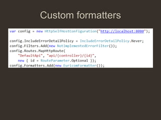 Custom formatters
 