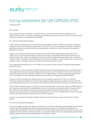 Eurisy statement for UN COPUOS STSC

 