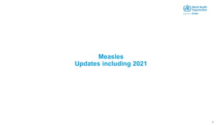 Measles
Updates including 2021
2
 