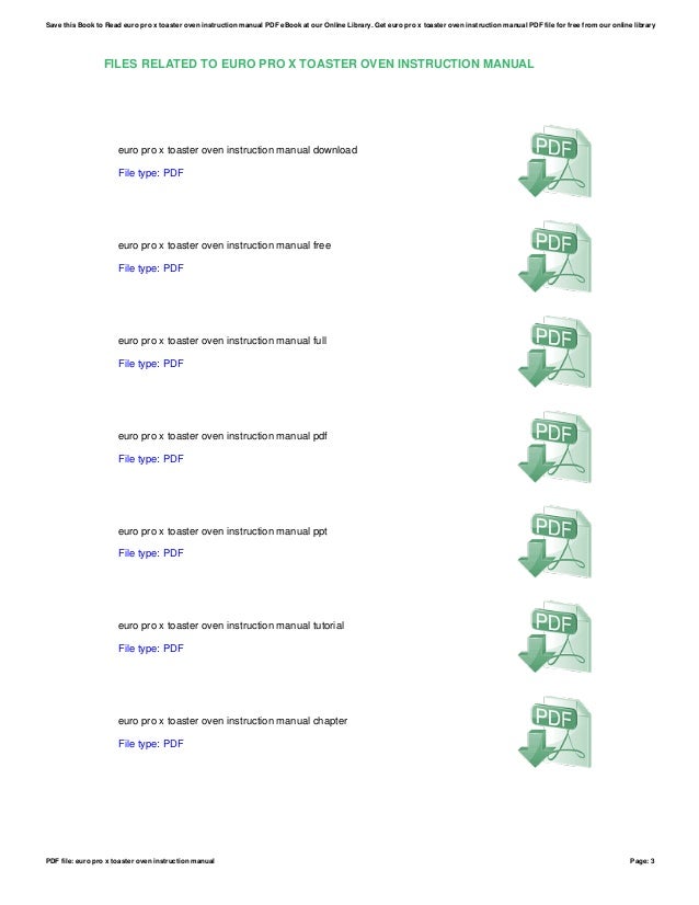 Euro pro-x-toaster-oven-instruction-manual