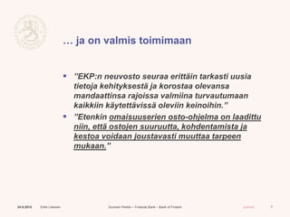 Erkki Liikanen: Rahapolitiikasta syyskuussa 2015 - Euro & talous 2015