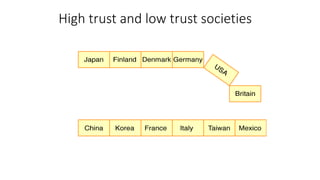 High trust and low trust societies
 