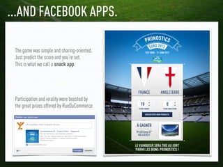 ...AND FACEBOOK APPS.

 The game was simple and sharing-oriented.
 Just predict the score and you’re set.
 This is what we...